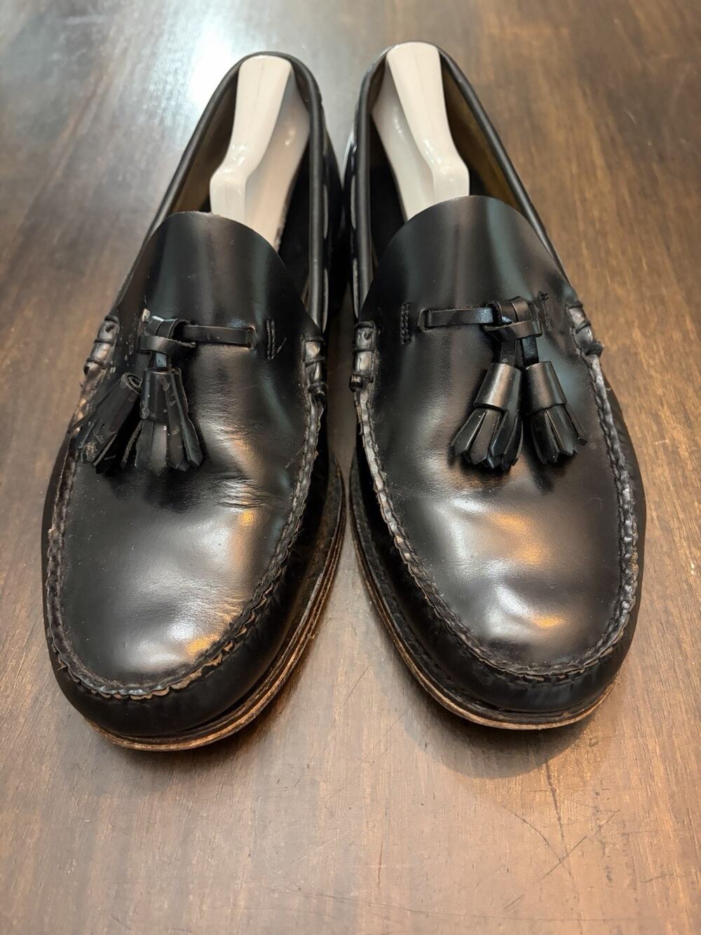 VINTAGE Bass Weejuns Nailed Men’s Tassel Loafer Black Size 9EEE Made In USA
